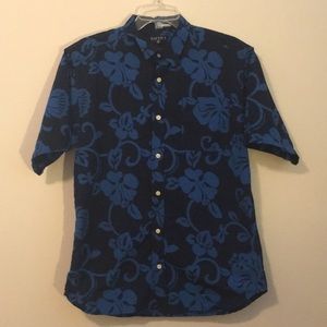 LIKE NEW Men’s Navy and Royal Blue Hawaiian Shirt